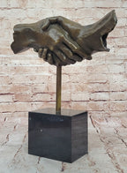 Handshake Friendship Surreal Abstract Bronze Statue Sculpture Marble Base Dali 15" x 14"