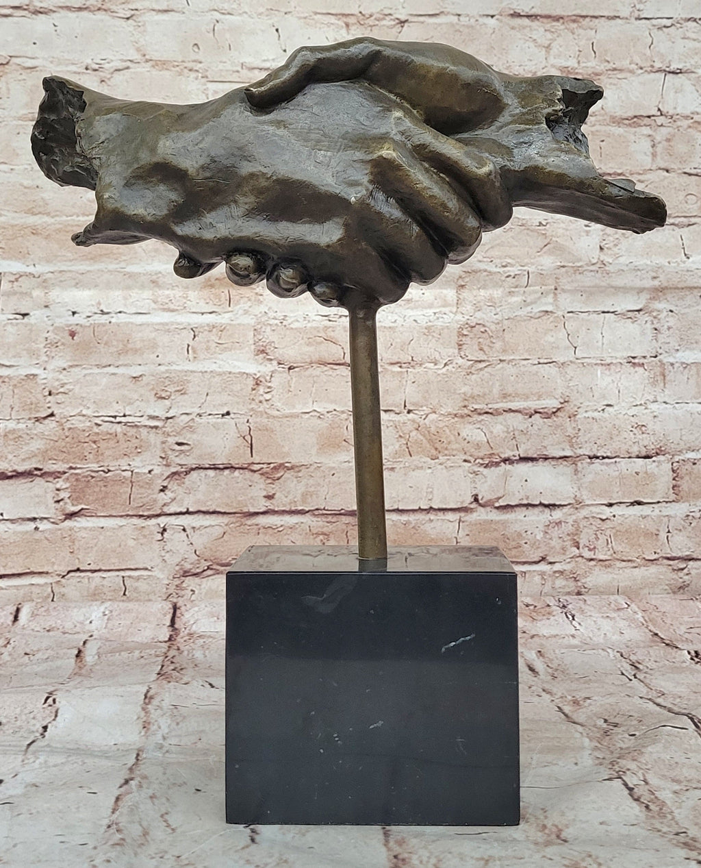 Handshake Friendship Surreal Abstract Bronze Statue Sculpture Marble Base Dali 15" x 14"