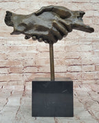 Handshake Friendship Surreal Abstract Bronze Statue Sculpture Marble Base Dali 15" x 14"