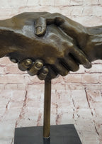 Handshake Friendship Surreal Abstract Bronze Statue Sculpture Marble Base Dali 15" x 14"