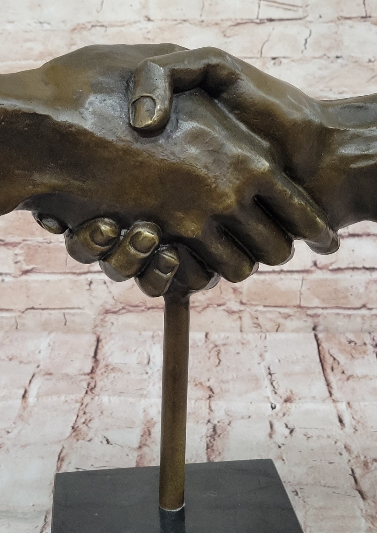 Handshake Friendship Surreal Abstract Bronze Statue Sculpture Marble Base Dali 15" x 14"