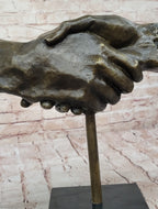 Handshake Friendship Surreal Abstract Bronze Statue Sculpture Marble Base Dali 15" x 14"