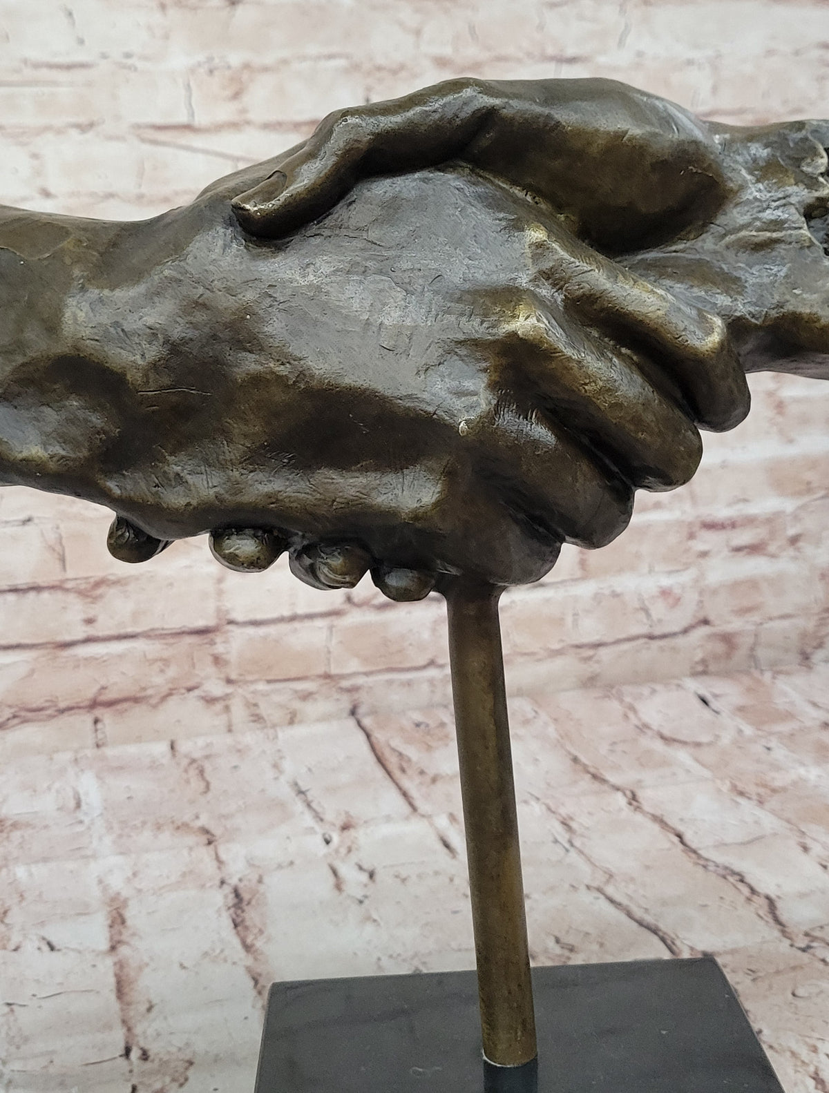 Handshake Friendship Surreal Abstract Bronze Statue Sculpture Marble Base Dali 15" x 14"