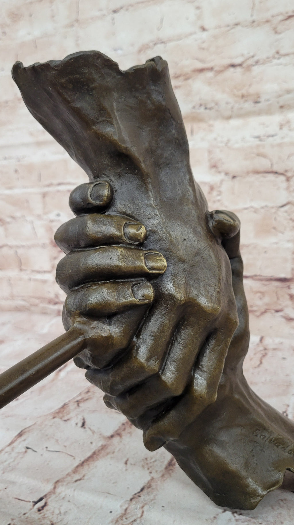 Handshake Friendship Surreal Abstract Bronze Statue Sculpture Marble Base Dali 15" x 14"