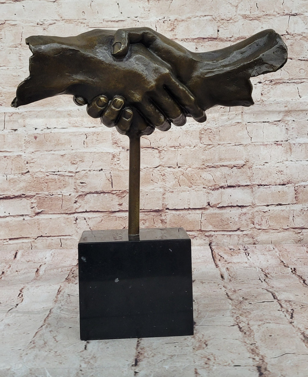Handshake Friendship Surreal Abstract Bronze Statue Sculpture Marble Base Dali 15" x 14"
