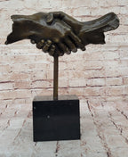 Handshake Friendship Surreal Abstract Bronze Statue Sculpture Marble Base Dali 15" x 14"
