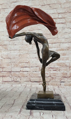 Original Vitaleh Abstract Color Patina Hot Cast Flag Dancer Bronze Sculpture