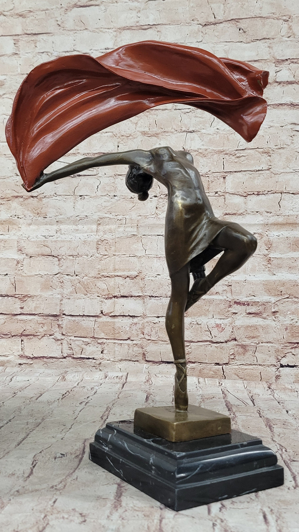 Original Vitaleh Abstract Color Patina Hot Cast Flag Dancer Bronze Sculpture