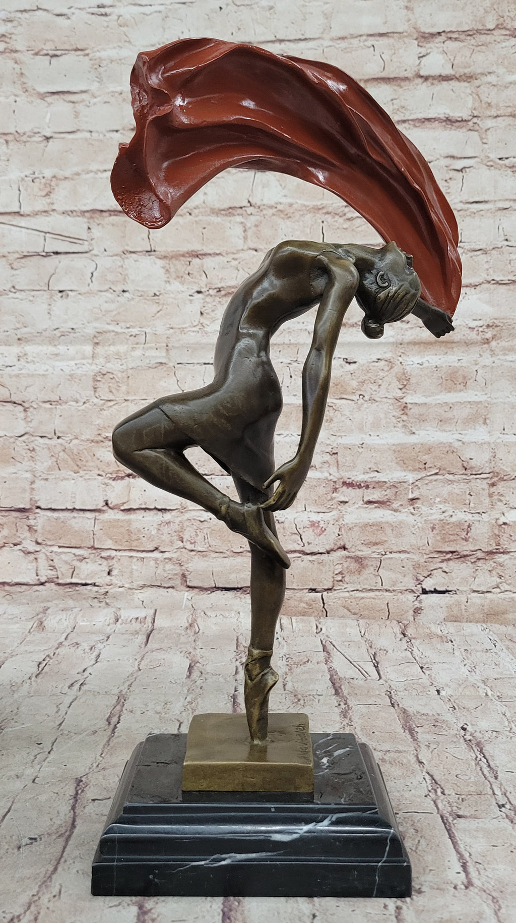 Original Vitaleh Abstract Color Patina Hot Cast Flag Dancer Bronze Sculpture