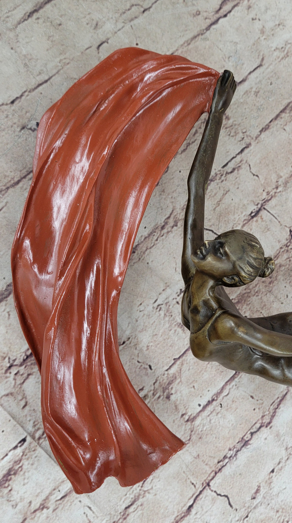Original Vitaleh Abstract Color Patina Hot Cast Flag Dancer Bronze Sculpture