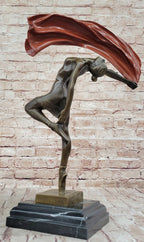 Original Vitaleh Abstract Color Patina Hot Cast Flag Dancer Bronze Sculpture