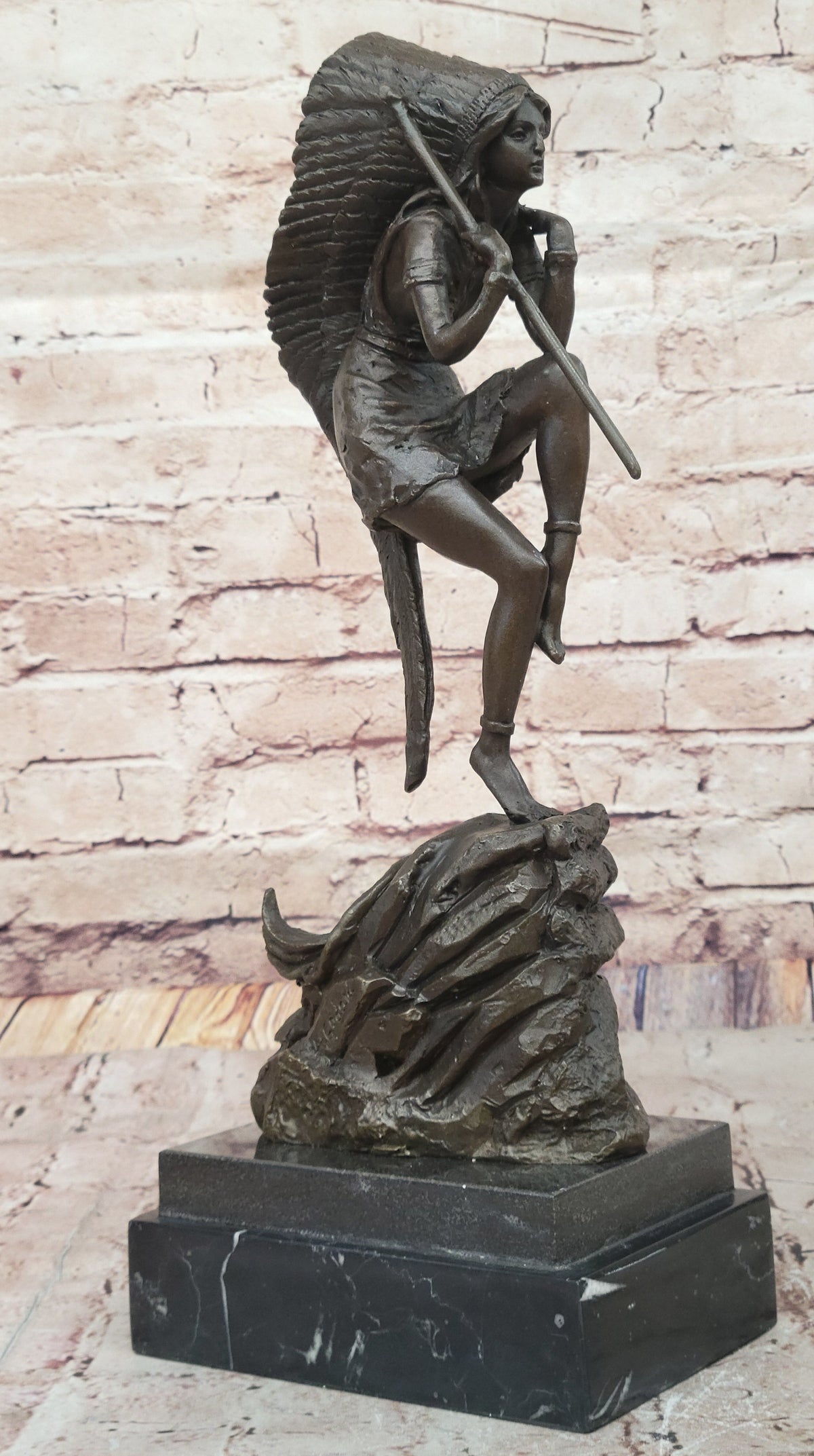 Native American Indian Woman Tribal Medicine Dance Shaman Bronze Sculpture Decor