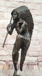 Native American Indian Woman Tribal Medicine Dance Shaman Bronze Sculpture Decor