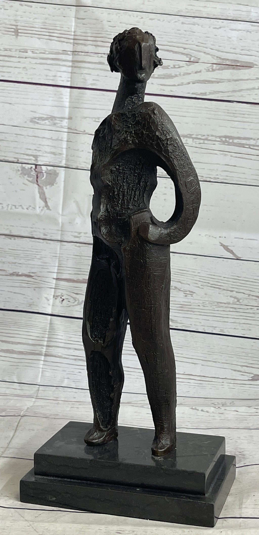 Abstract Surreal Nondescript Female Figure Bronze Statue Sculpture Decor Salvador Dali 16"