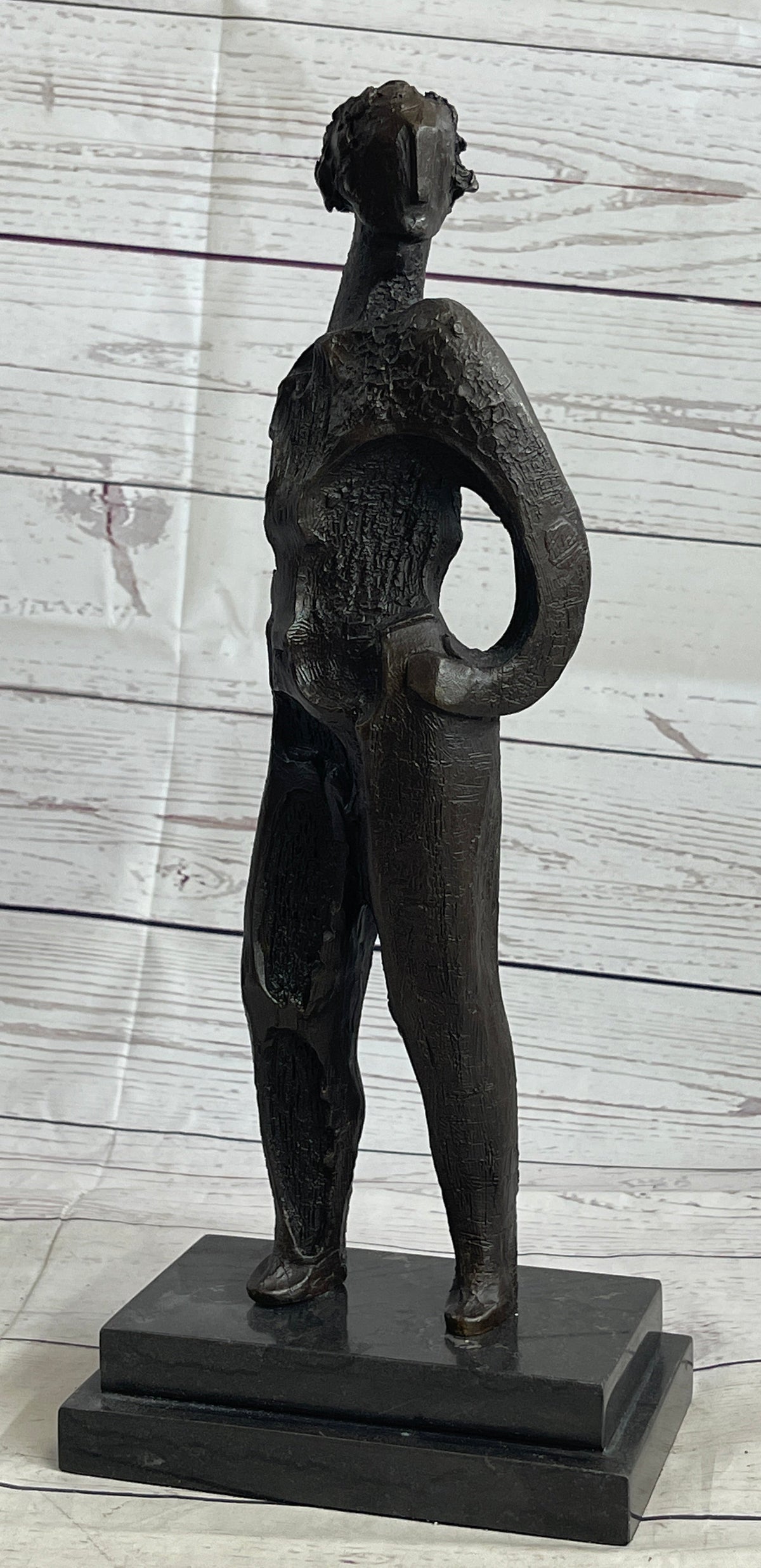Abstract Surreal Nondescript Female Figure Bronze Statue Sculpture Decor Salvador Dali 16"