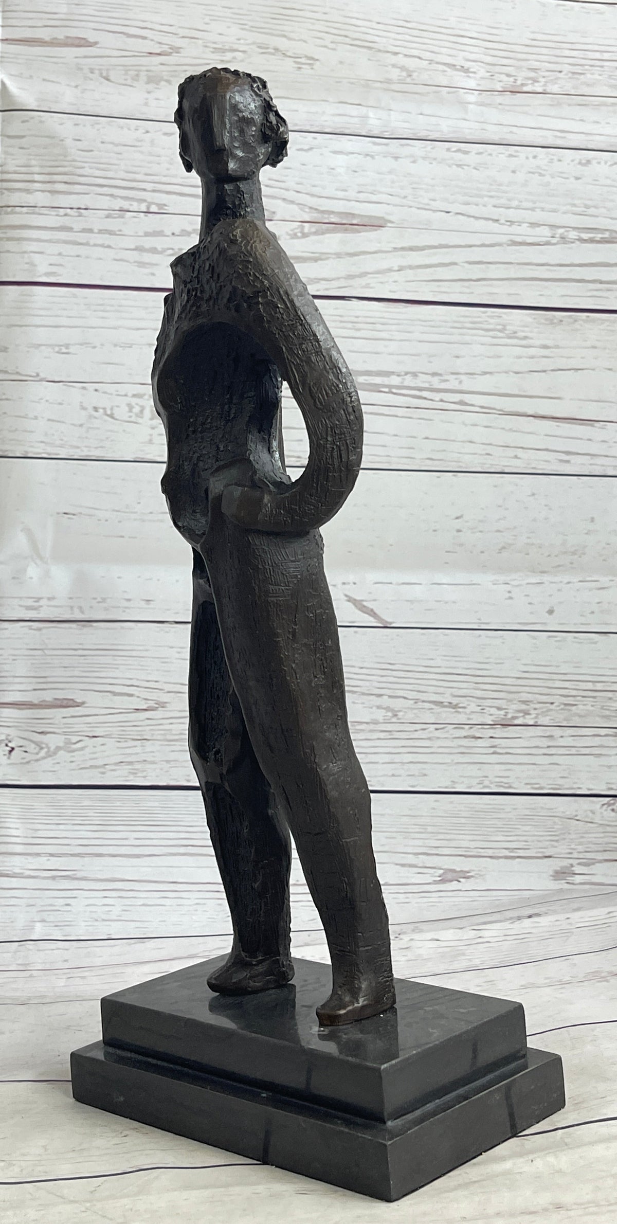 Abstract Surreal Nondescript Female Figure Bronze Statue Sculpture Decor Salvador Dali 16"