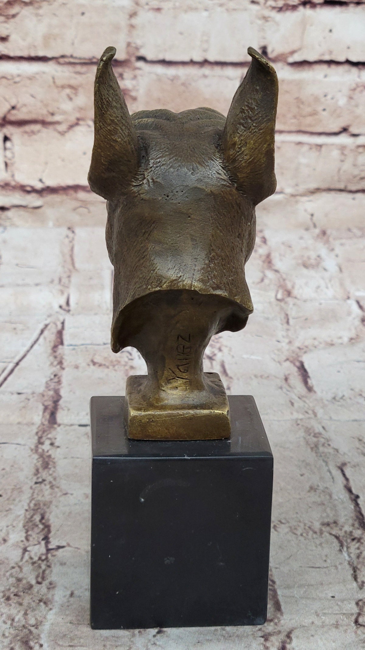 Boxer Dog Breed Bronze Metal Bust Sculpture Statue Signed Original Art on Marble Base