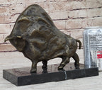 Abstract Picasso Bull Bronze Statue Sculpture Figure on Marble Base