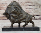 Abstract Picasso Bull Bronze Statue Sculpture Figure on Marble Base