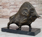 Abstract Picasso Bull Bronze Statue Sculpture Figure on Marble Base