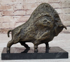 Abstract Picasso Bull Bronze Statue Sculpture Figure on Marble Base