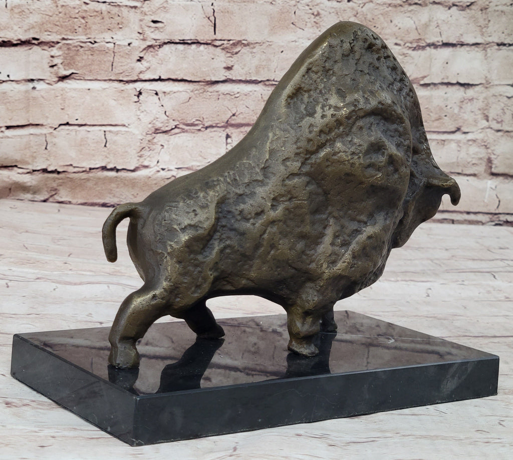 Abstract Picasso Bull Bronze Statue Sculpture Figure on Marble Base