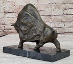 Abstract Picasso Bull Bronze Statue Sculpture Figure on Marble Base