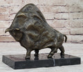 Abstract Picasso Bull Bronze Statue Sculpture Figure on Marble Base