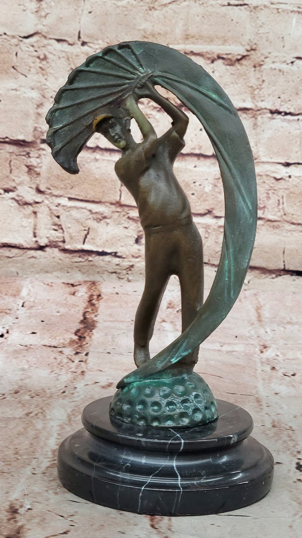Bronze Golfer Swing Sculpture on Marble Base – Modern Golf Art