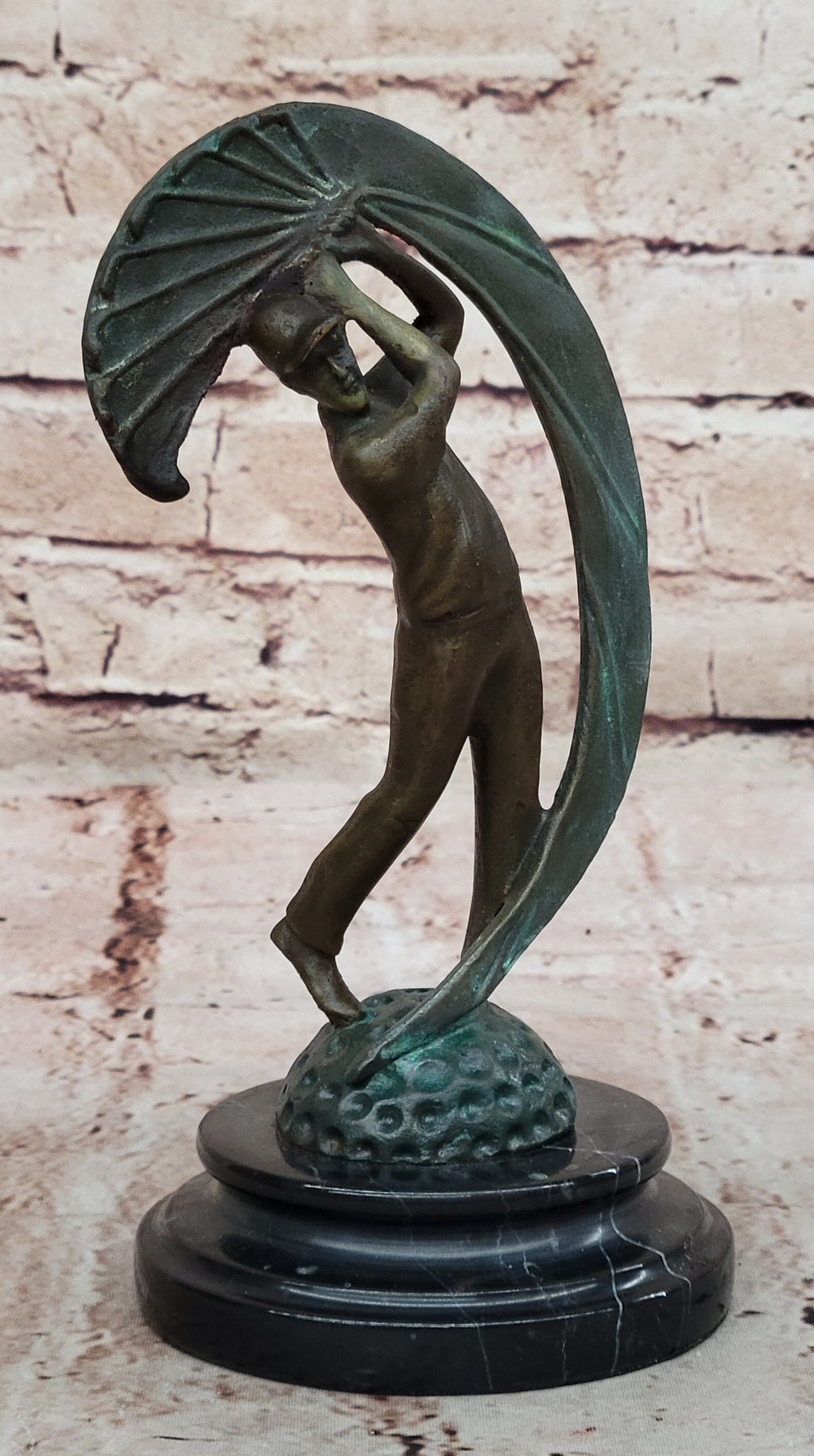 Bronze Golfer Swing Sculpture on Marble Base – Modern Golf Art