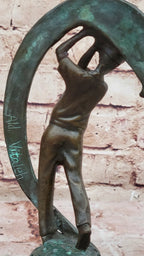 Bronze Golfer Swing Sculpture on Marble Base – Modern Golf Art