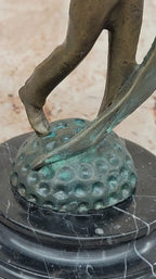 Bronze Golfer Swing Sculpture on Marble Base – Modern Golf Art