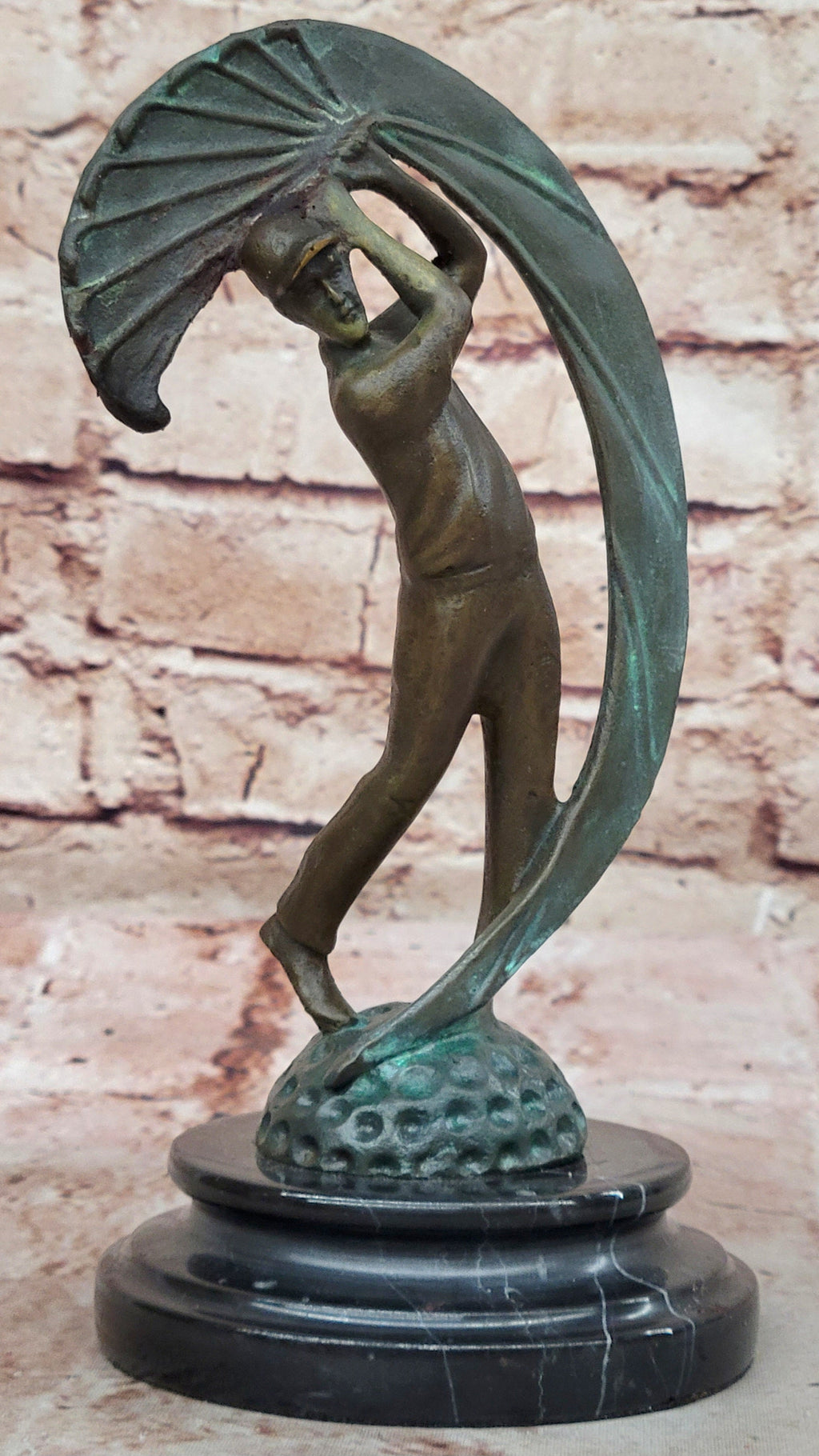 Bronze Golfer Swing Sculpture on Marble Base – Modern Golf Art