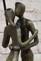 Lovers Romantic Kiss Under Umbrella Abstract Bronze Sculpture Figurine Original Art