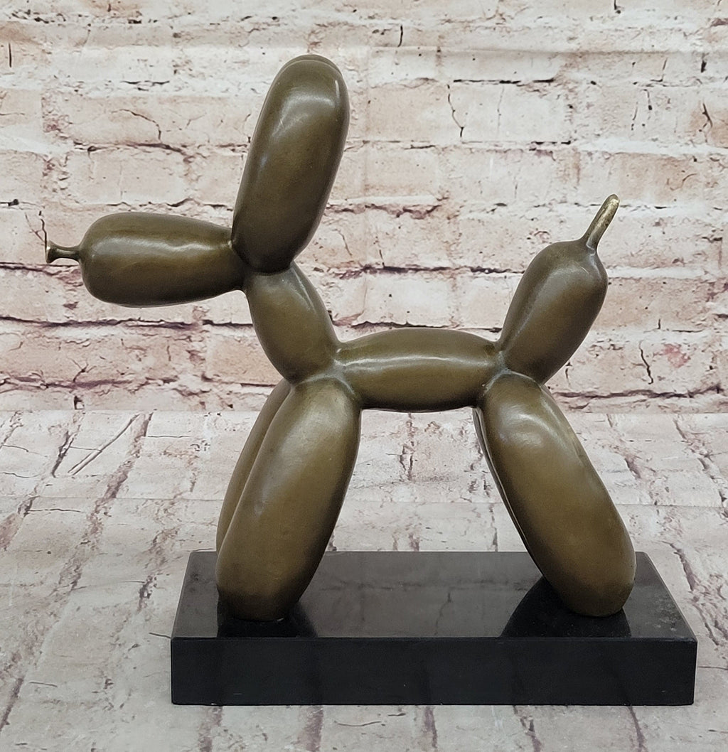 Balloon Dog Bronze Metal Sculpture Statue Decor Abstract Art on Marble Base