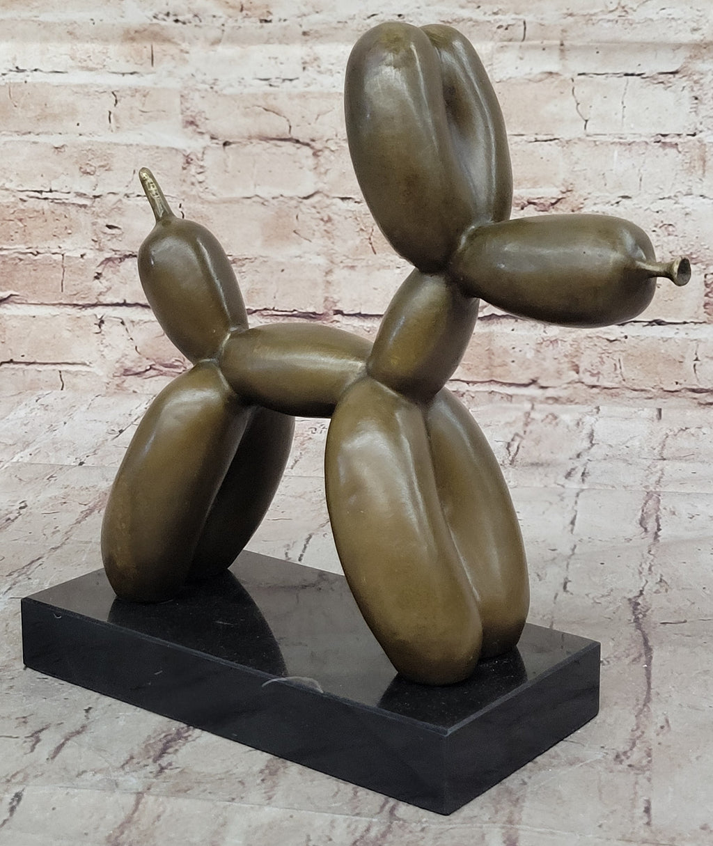Balloon Dog Bronze Metal Sculpture Statue Decor Abstract Art on Marble Base