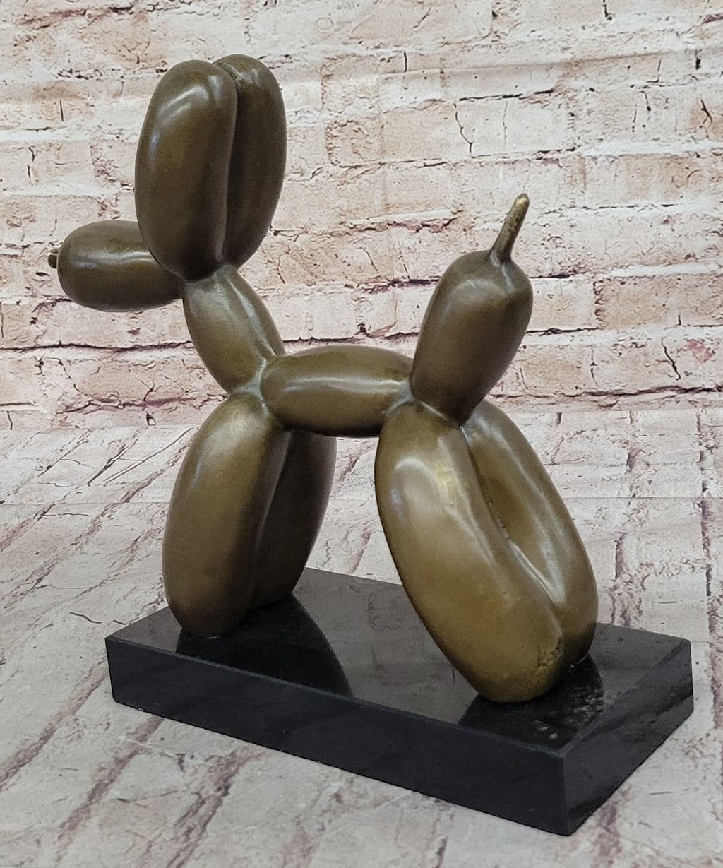 Balloon Dog Bronze Metal Sculpture Statue Decor Abstract Art on Marble Base