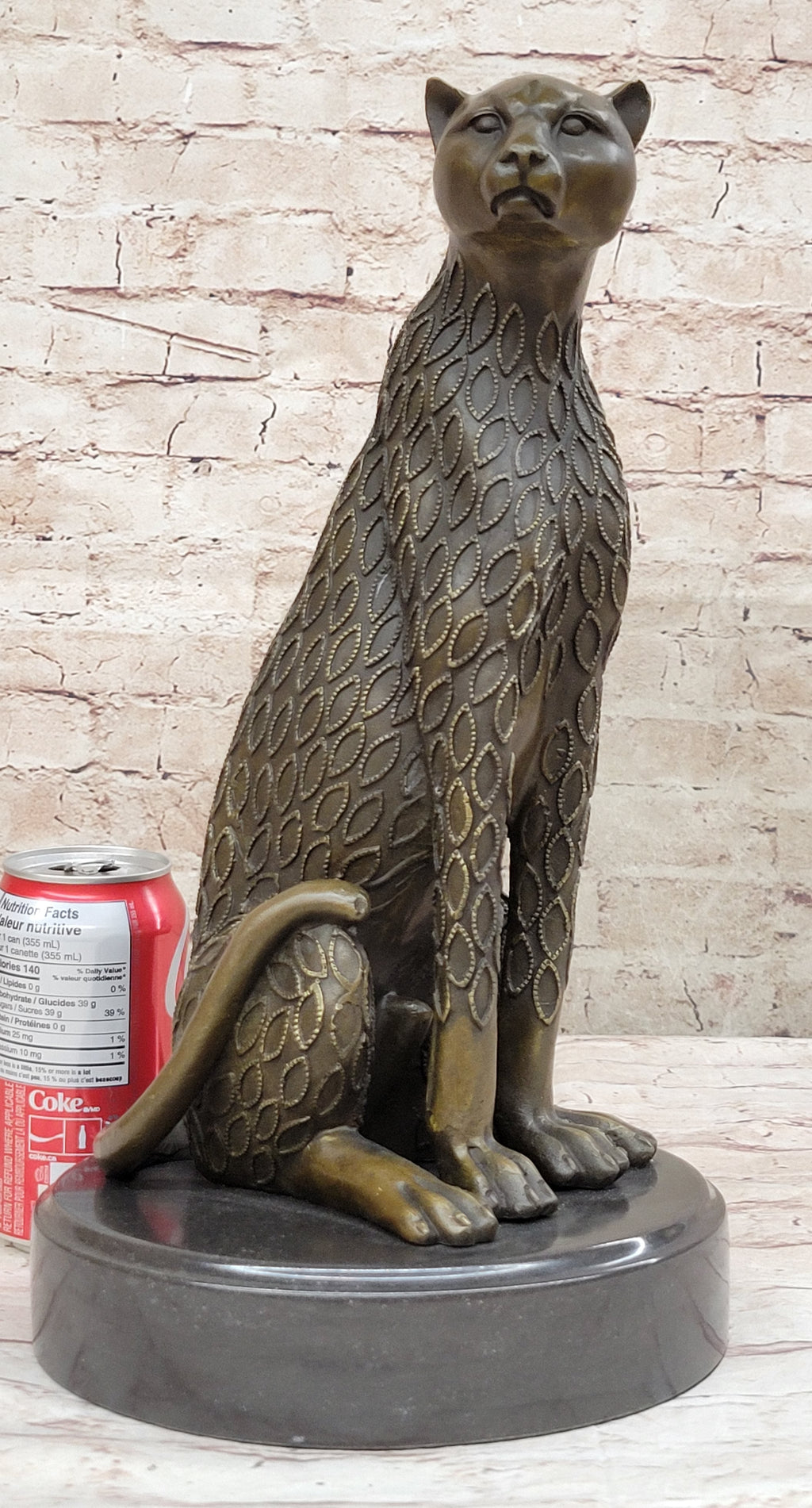 Hand Made Cougar Jaguar Wildlife Animal by Henery Moore Genuine Bronze Sculpture