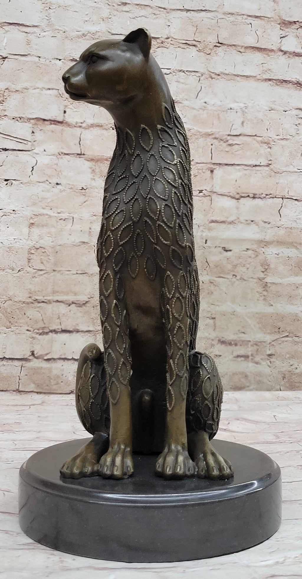 Hand Made Cougar Jaguar Wildlife Animal by Henery Moore Genuine Bronze Sculpture