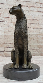 Hand Made Cougar Jaguar Wildlife Animal by Henery Moore Genuine Bronze Sculpture