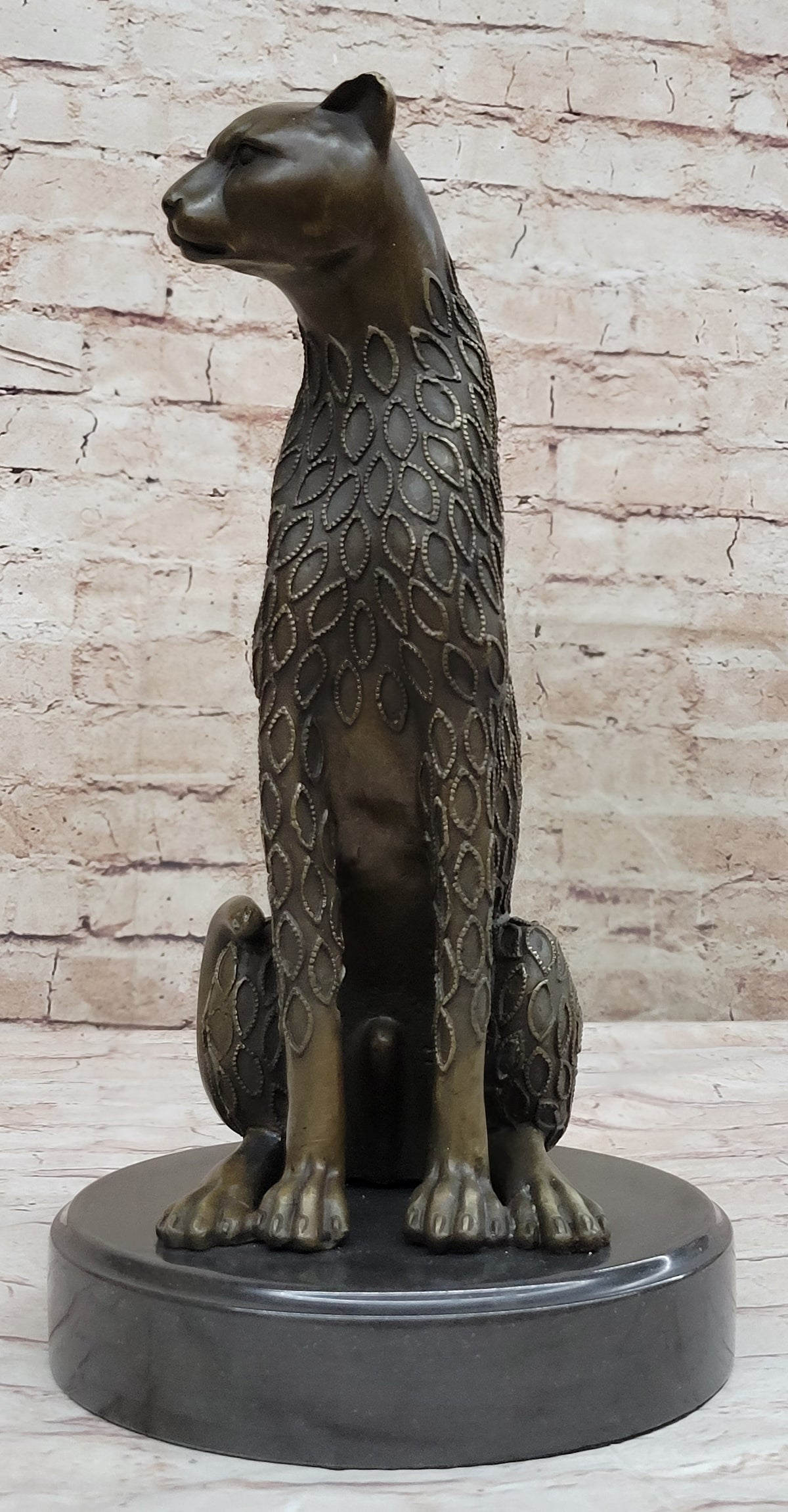 Hand Made Cougar Jaguar Wildlife Animal by Henery Moore Genuine Bronze Sculpture
