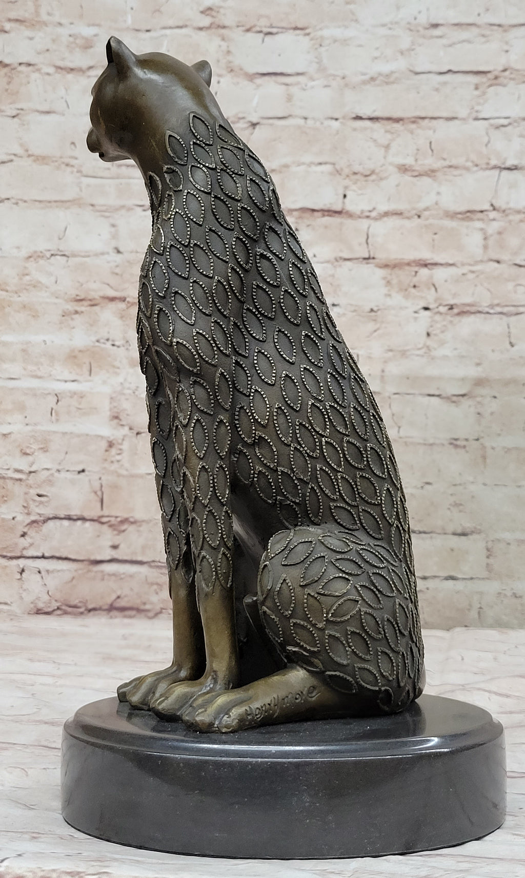 Hand Made Cougar Jaguar Wildlife Animal by Henery Moore Genuine Bronze Sculpture