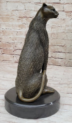 Hand Made Cougar Jaguar Wildlife Animal by Henery Moore Genuine Bronze Sculpture