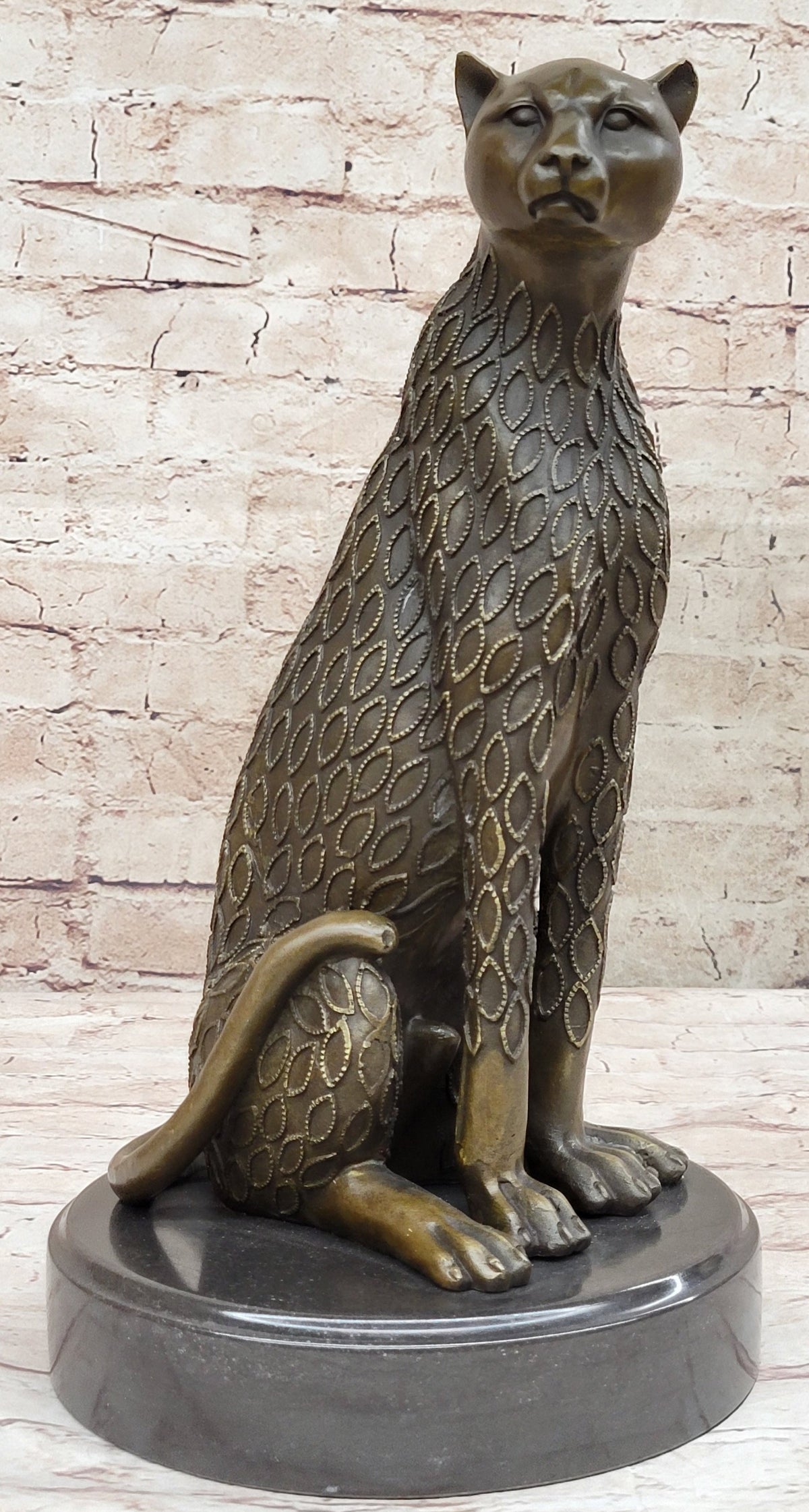 Hand Made Cougar Jaguar Wildlife Animal by Henery Moore Genuine Bronze Sculpture