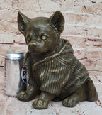 Cute Chihuahua Dog in Hooded Sweater Bronze Sculpture Figurine Statue Hot Cast