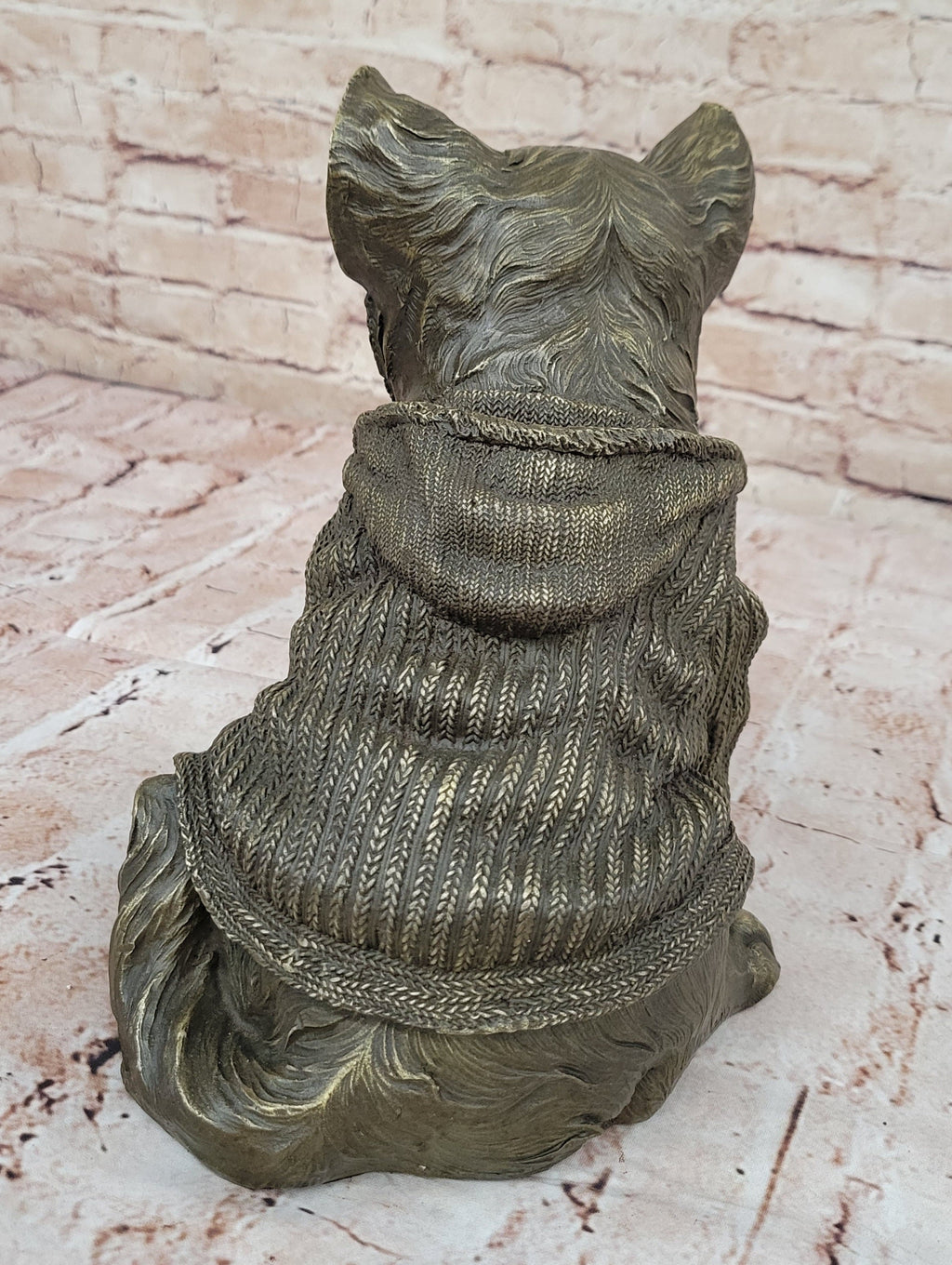 Cute Chihuahua Dog in Hooded Sweater Bronze Sculpture Figurine Statue Hot Cast
