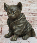 Cute Chihuahua Dog in Hooded Sweater Bronze Sculpture Figurine Statue Hot Cast