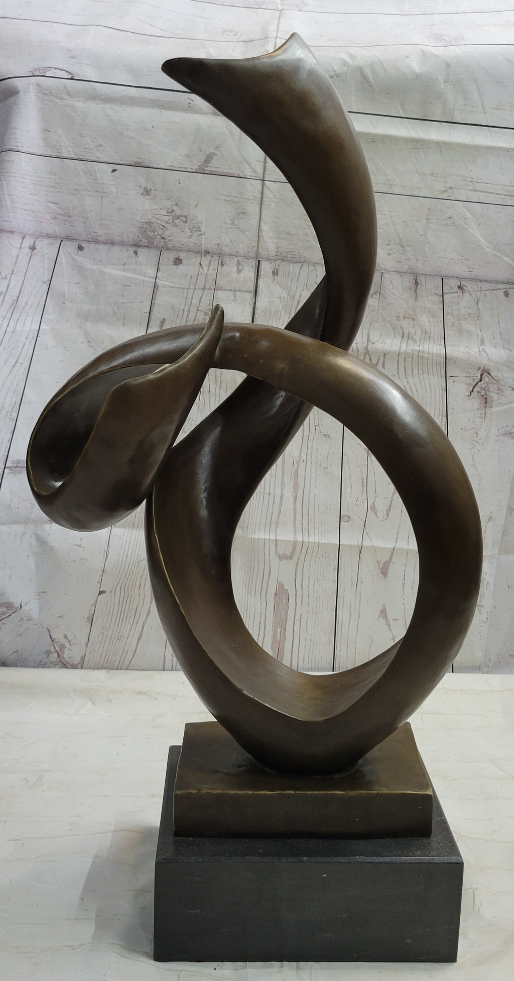 Abstract Geometric Shape Cubism Modern Art Bronze Metal Sculpture Statue Decor Signed Original 30" x 18"