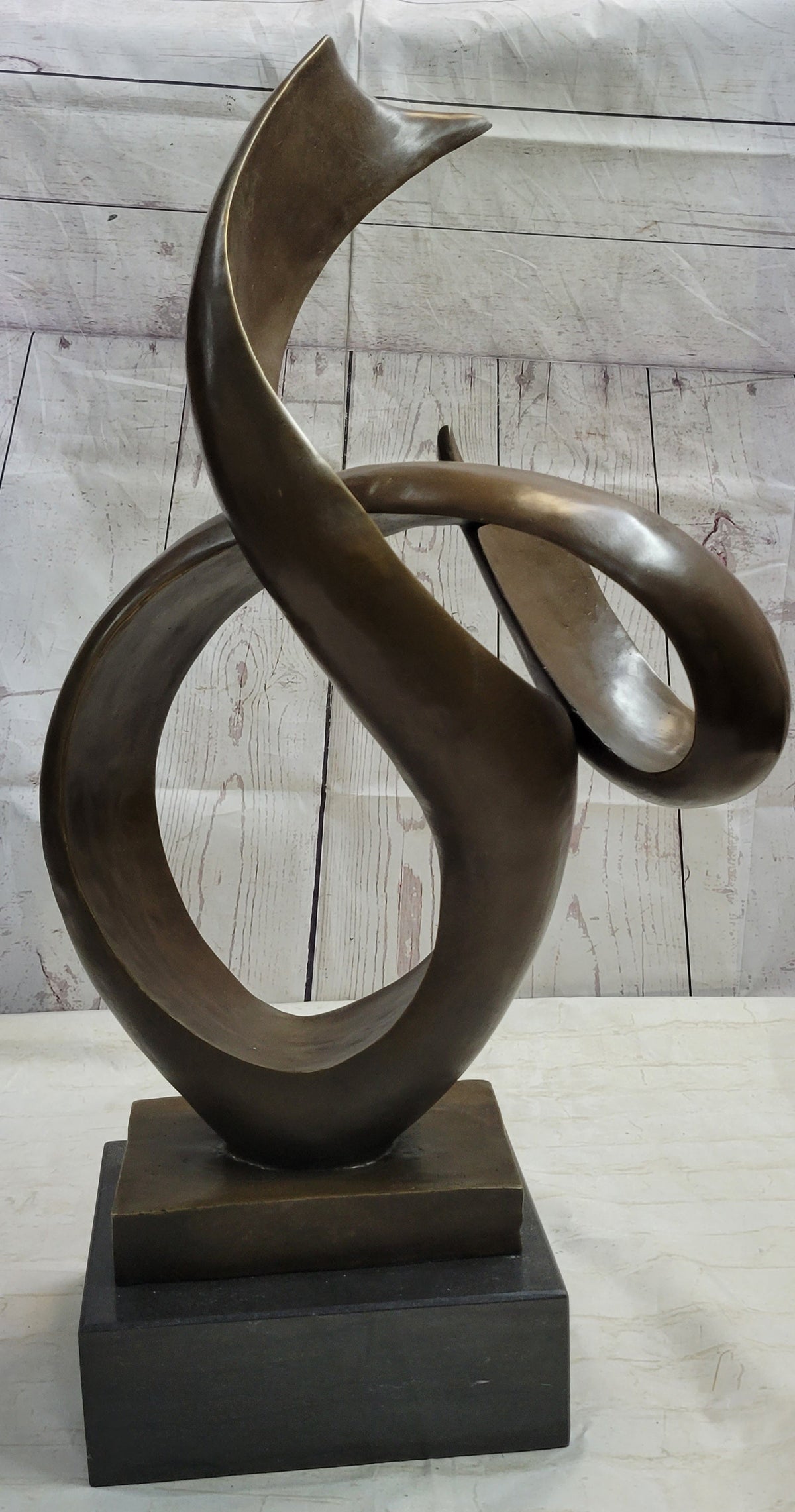 Abstract Geometric Shape Cubism Modern Art Bronze Metal Sculpture Statue Decor Signed Original 30" x 18"