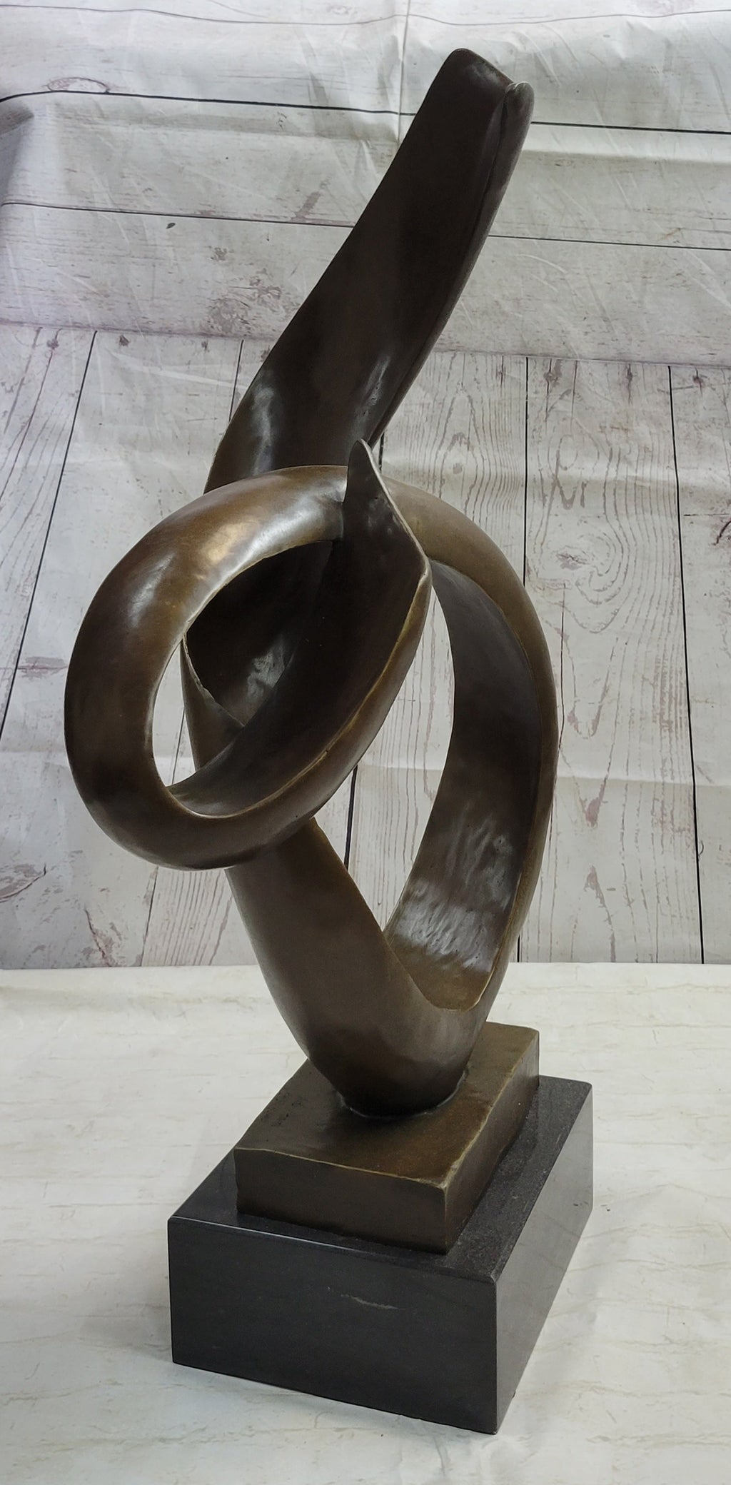 Abstract Geometric Shape Cubism Modern Art Bronze Metal Sculpture Statue Decor Signed Original 30" x 18"